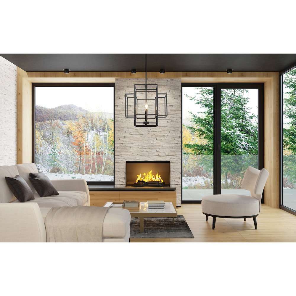Z-Lite Titania 4 Light Chandelier, Matte Black