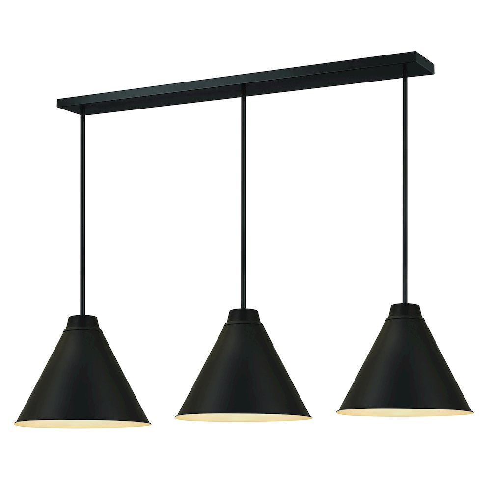 Z-Lite 3 Light Pendant, Matte Black Frame Finish