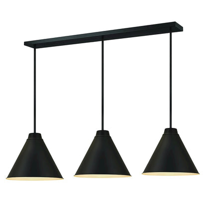 Z-Lite 3 Light Pendant, Matte Black Frame Finish