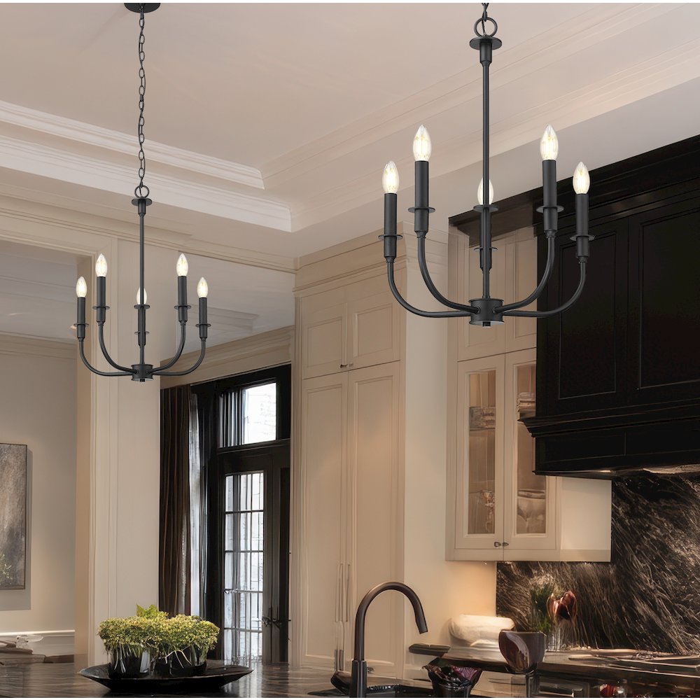 Tova 5 Light Matte Black Chandelier