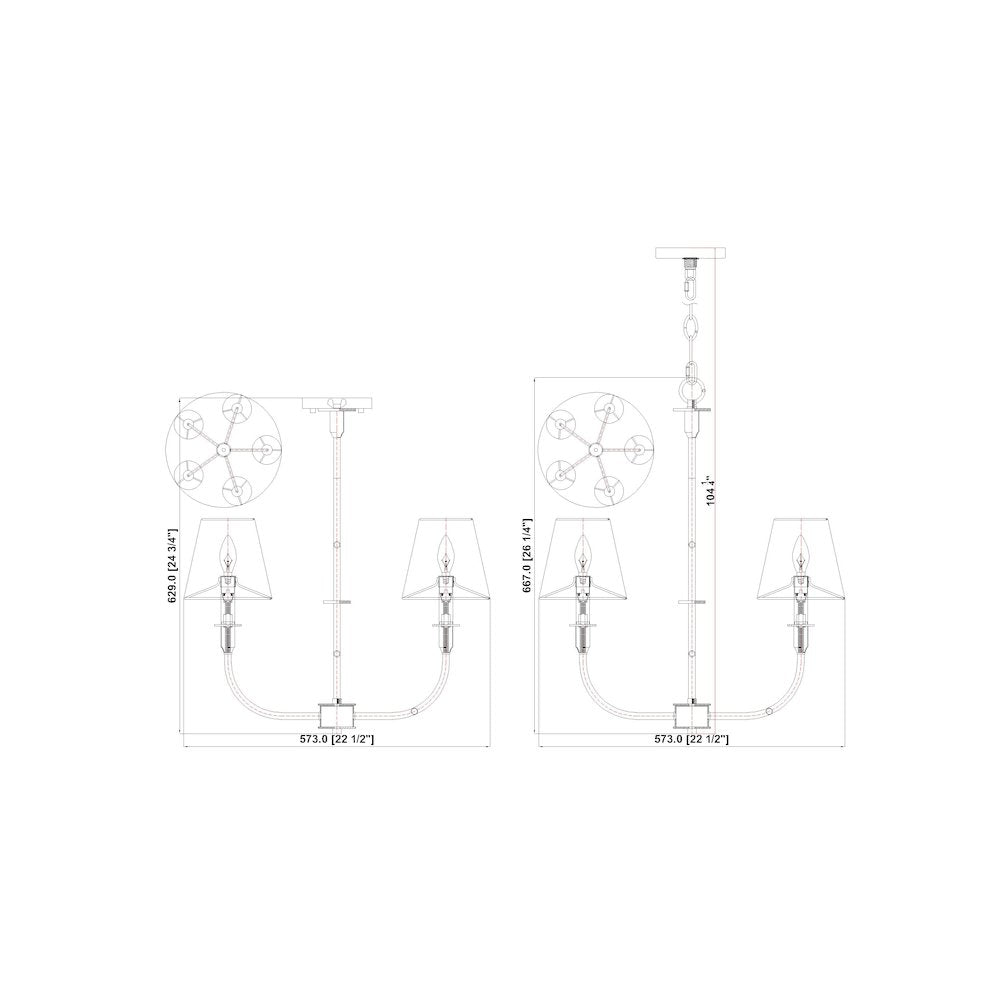 Tova 5 Light Matte Black Chandelier