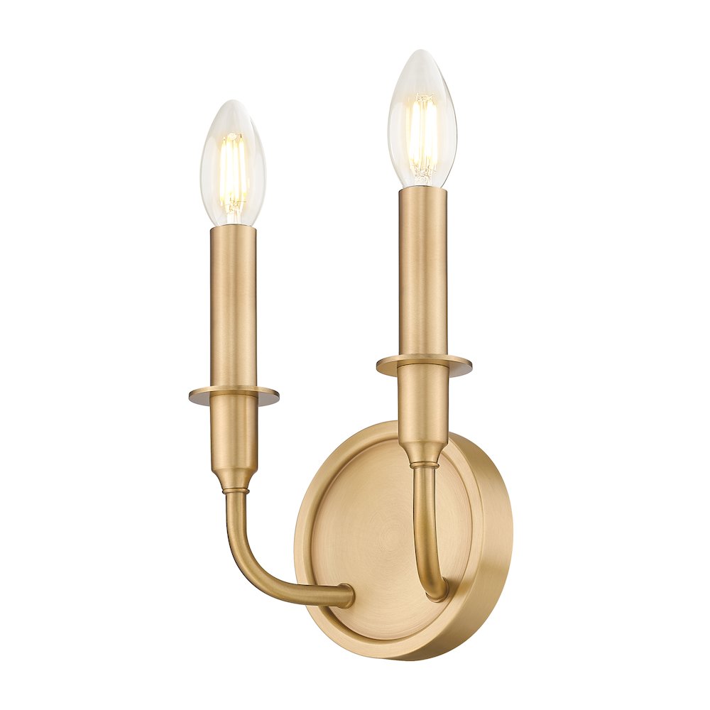 Tova 2 Light Rubbed Brass Wall Sconce