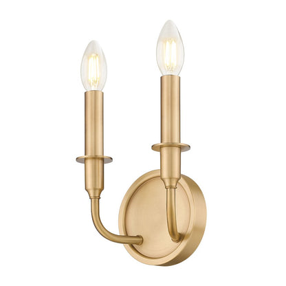 Tova 2 Light Rubbed Brass Wall Sconce