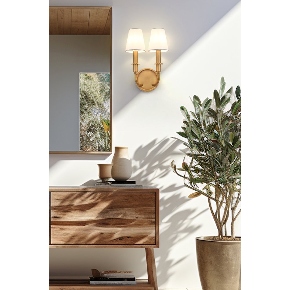 Tova 2 Light Rubbed Brass Wall Sconce