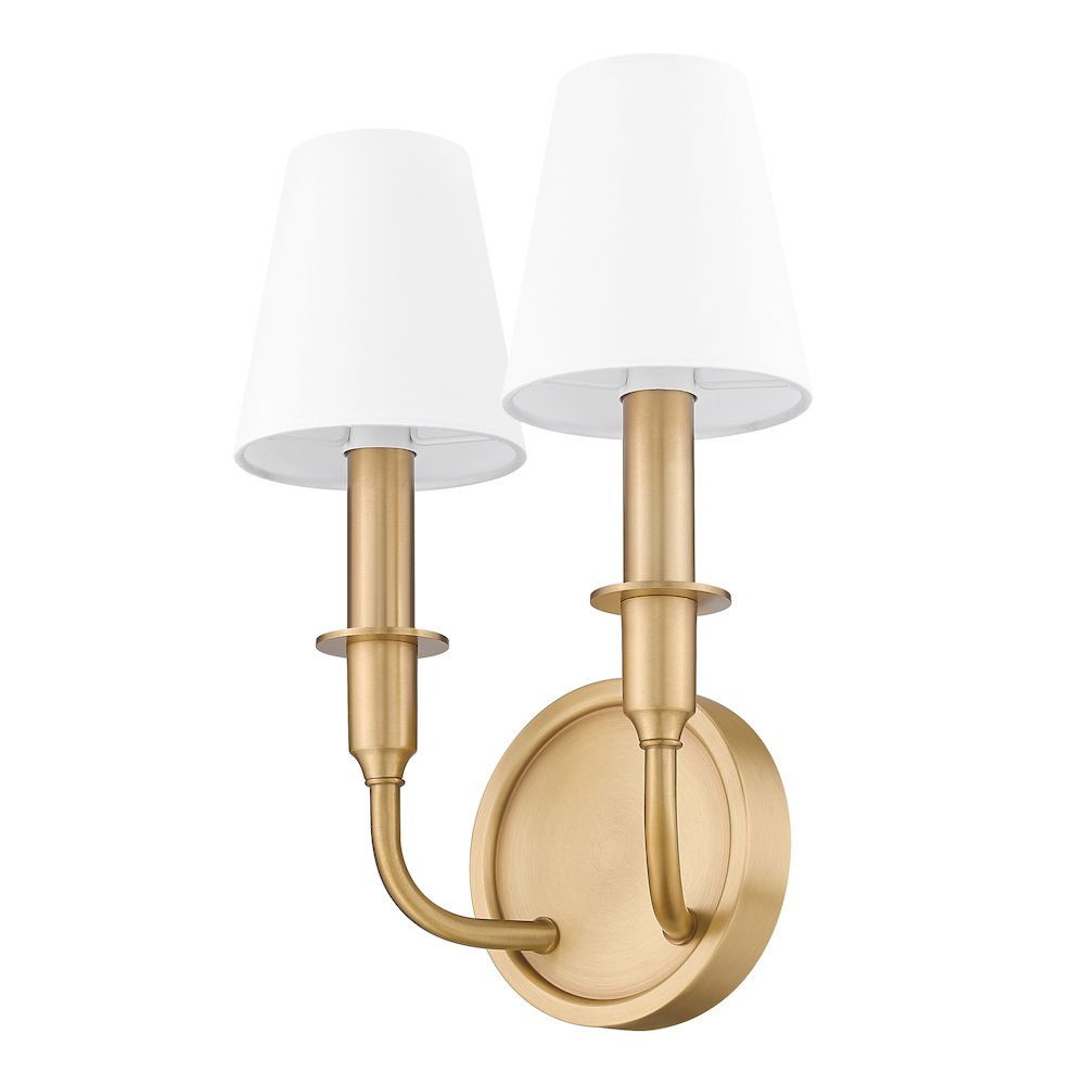 Tova 2 Light Rubbed Brass Wall Sconce