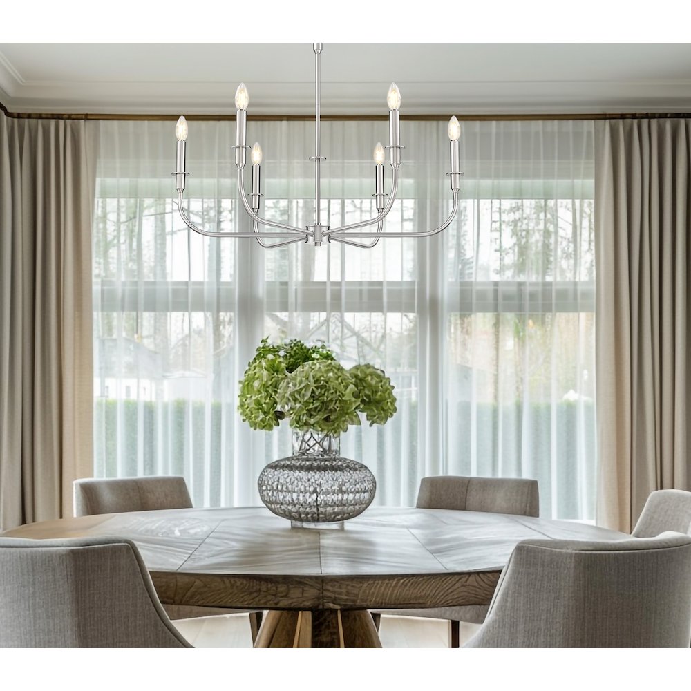 Tova 6 Light Brushed Nickel Chandelier