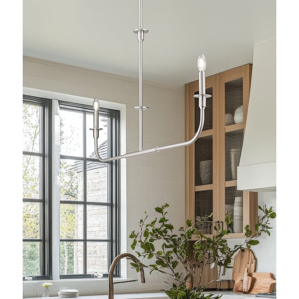 Tova 2 Light Brushed Nickel Linear Chandelier
