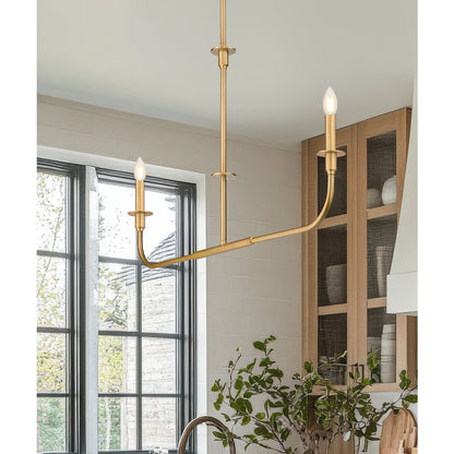 Tova 2 Light Rubbed Brass Linear Chandelier