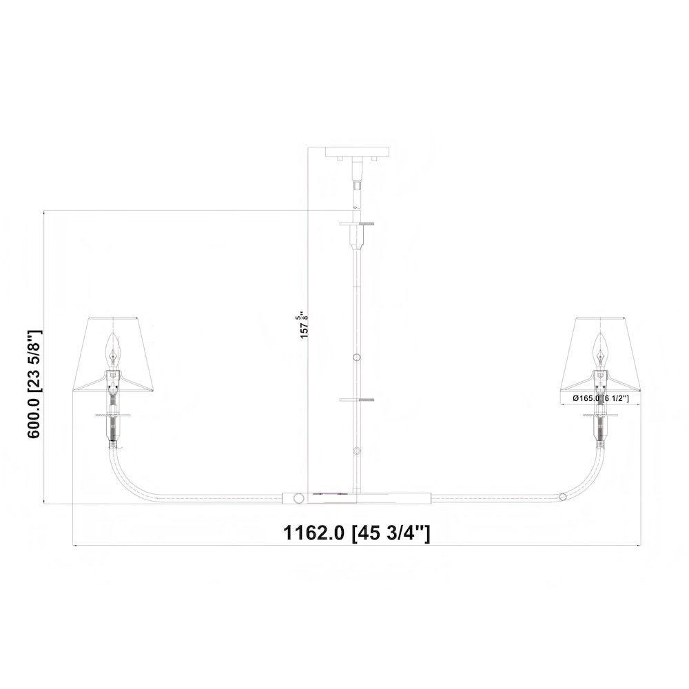 Tova 2 Light Rubbed Brass Linear Chandelier