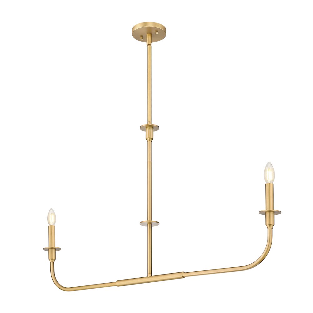 Tova 2 Light Rubbed Brass Linear Chandelier