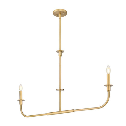 Tova 2 Light Rubbed Brass Linear Chandelier