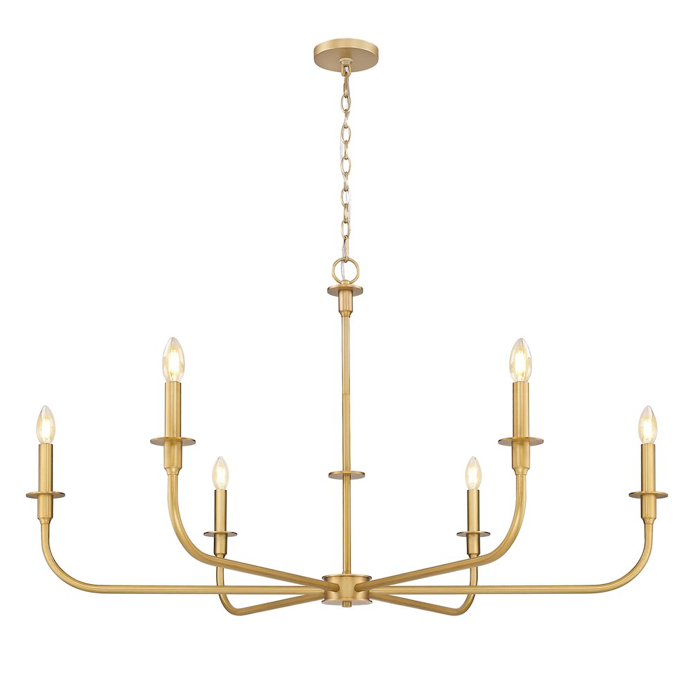 Tova 6 Light Rubbed Brass Chandelier