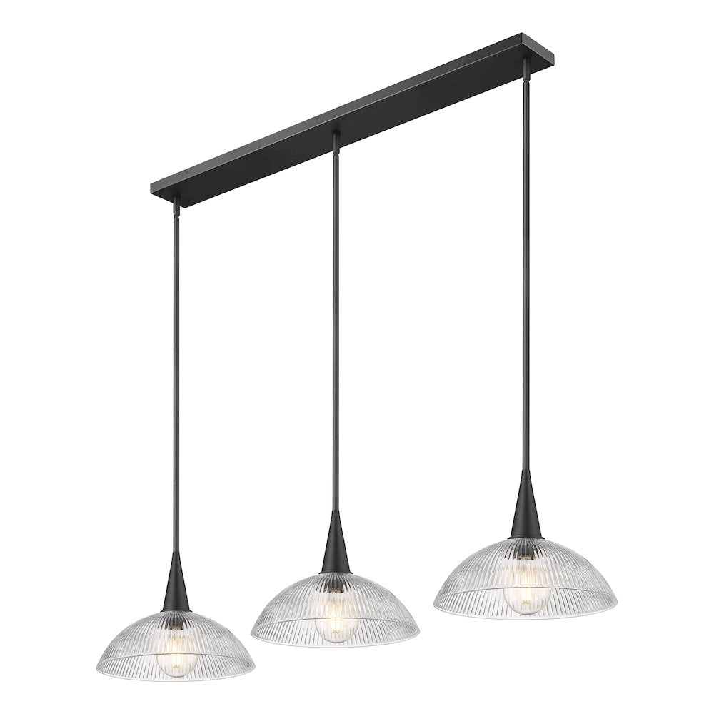 Lunelle 3 Light Matte Black Linear Chandelier