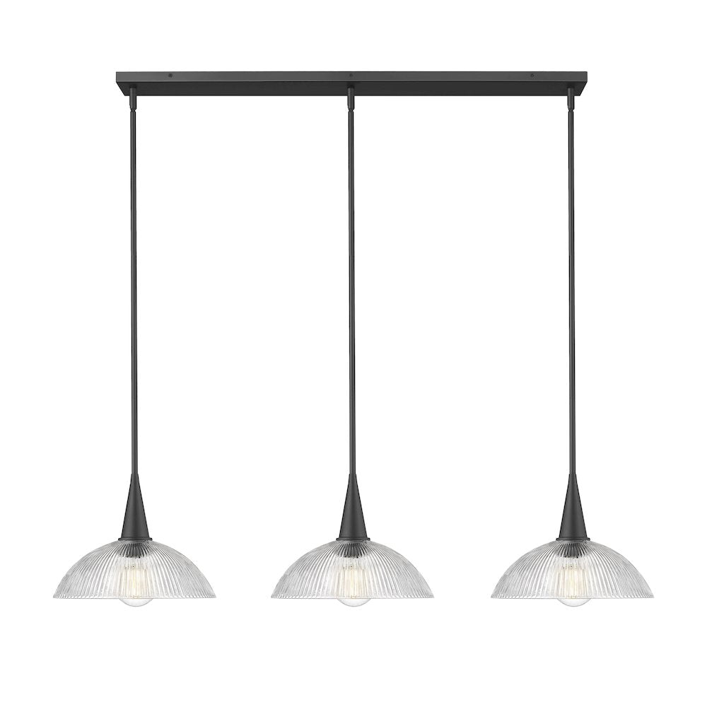 Lunelle 3 Light Matte Black Linear Chandelier