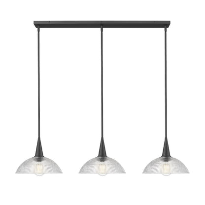 Lunelle 3 Light Matte Black Linear Chandelier