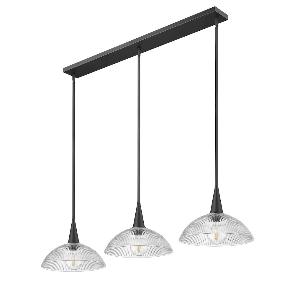 Lunelle 3 Light Matte Black Linear Chandelier