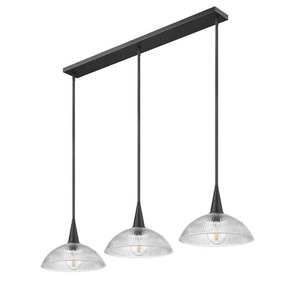 Lunelle 3 Light Matte Black Linear Chandelier