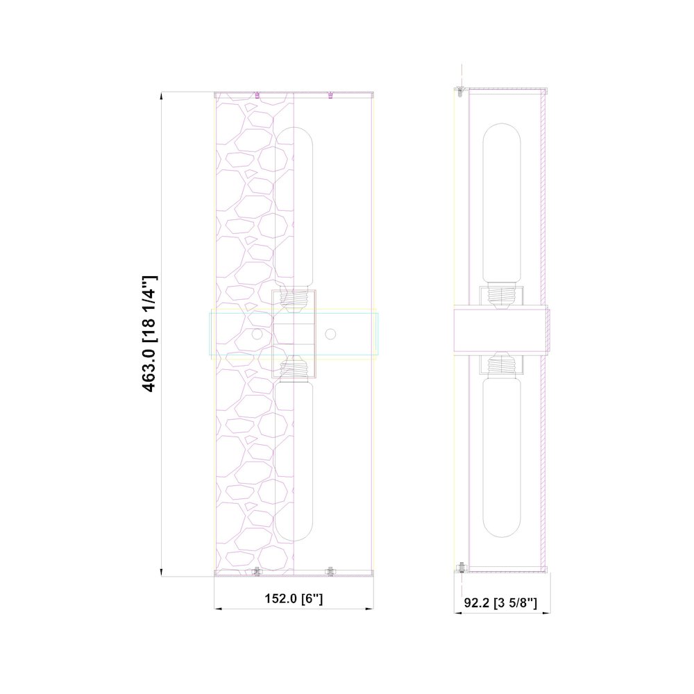 Meridian 2 Light Polished Nickel Wall Sconce