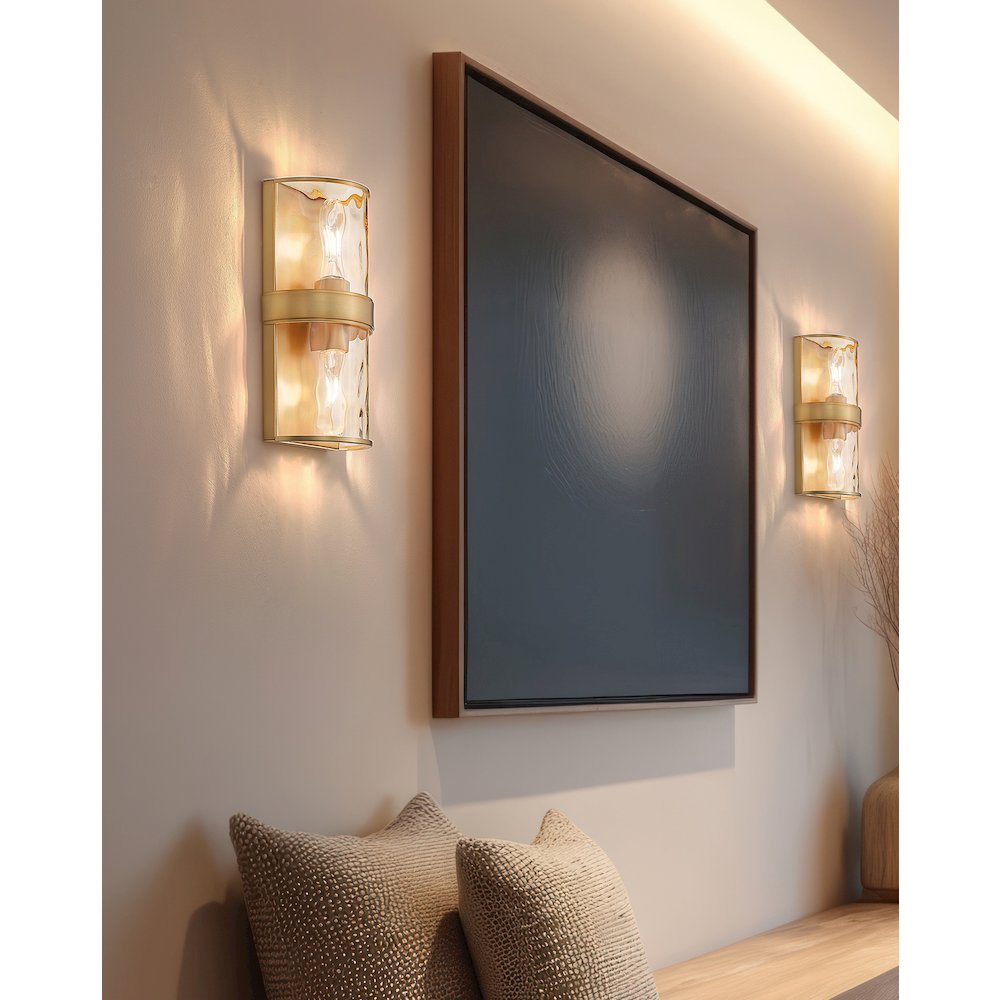 Meridian 2 Light Rubbed Brass Wall Sconce