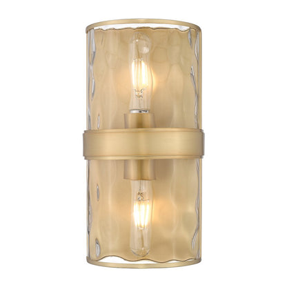 Meridian 2 Light Rubbed Brass Wall Sconce