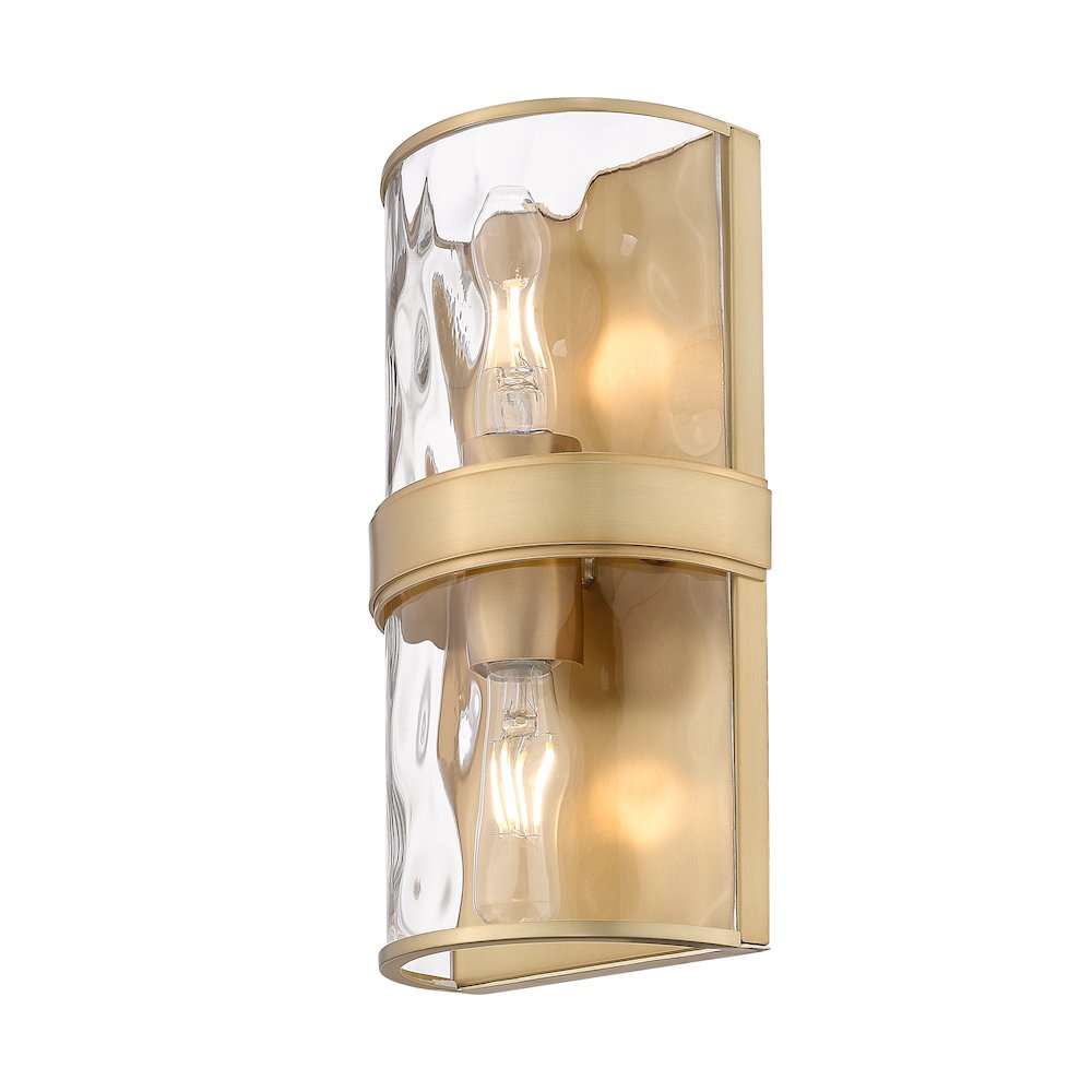 Meridian 2 Light Rubbed Brass Wall Sconce