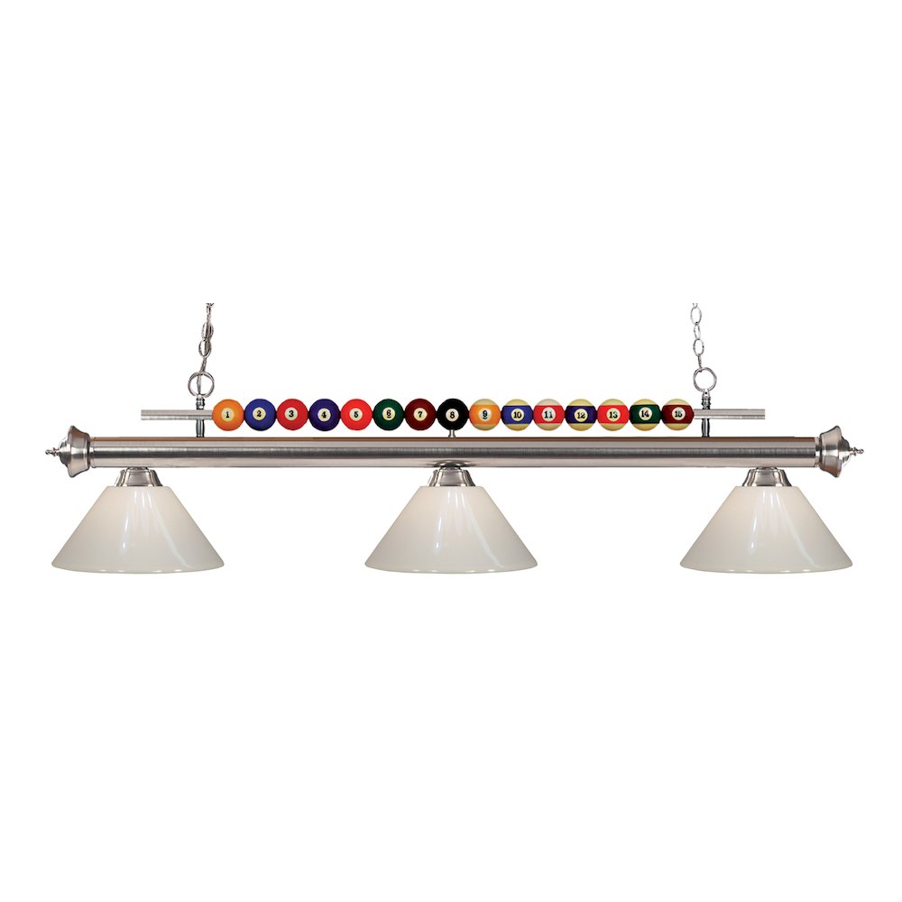 Z-Lite Shark 3 Light Billiard, Steel Frame, White Shade Color