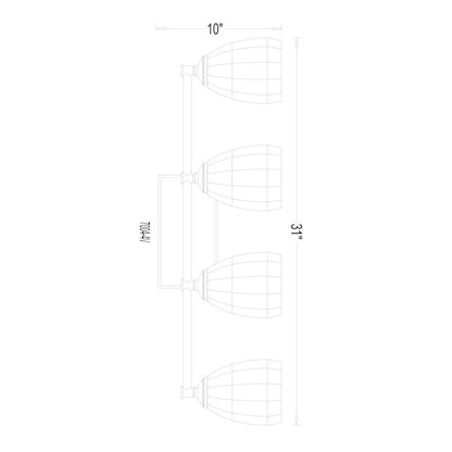 Z-Lite Oren 4 Light Vanity in Modern Gold color, Steel frame