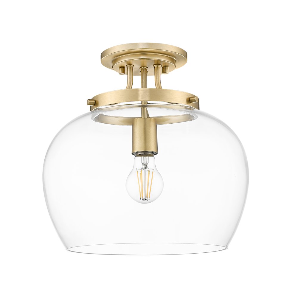 Z-Lite 1 Light Semi Flush Mount, Burnished Brass