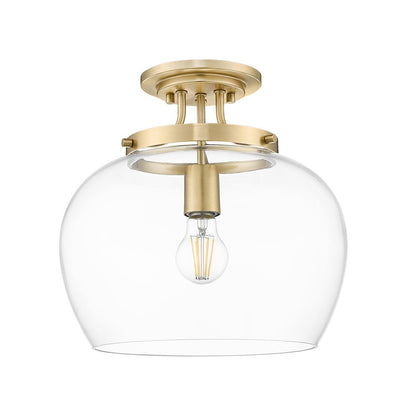 Z-Lite 1 Light Semi Flush Mount, Burnished Brass