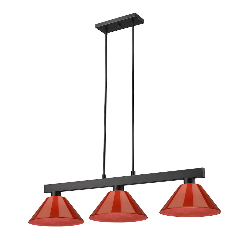 Z-Lite Cobalt 3 Light Billiard, Steel Frame, Red Shade Color