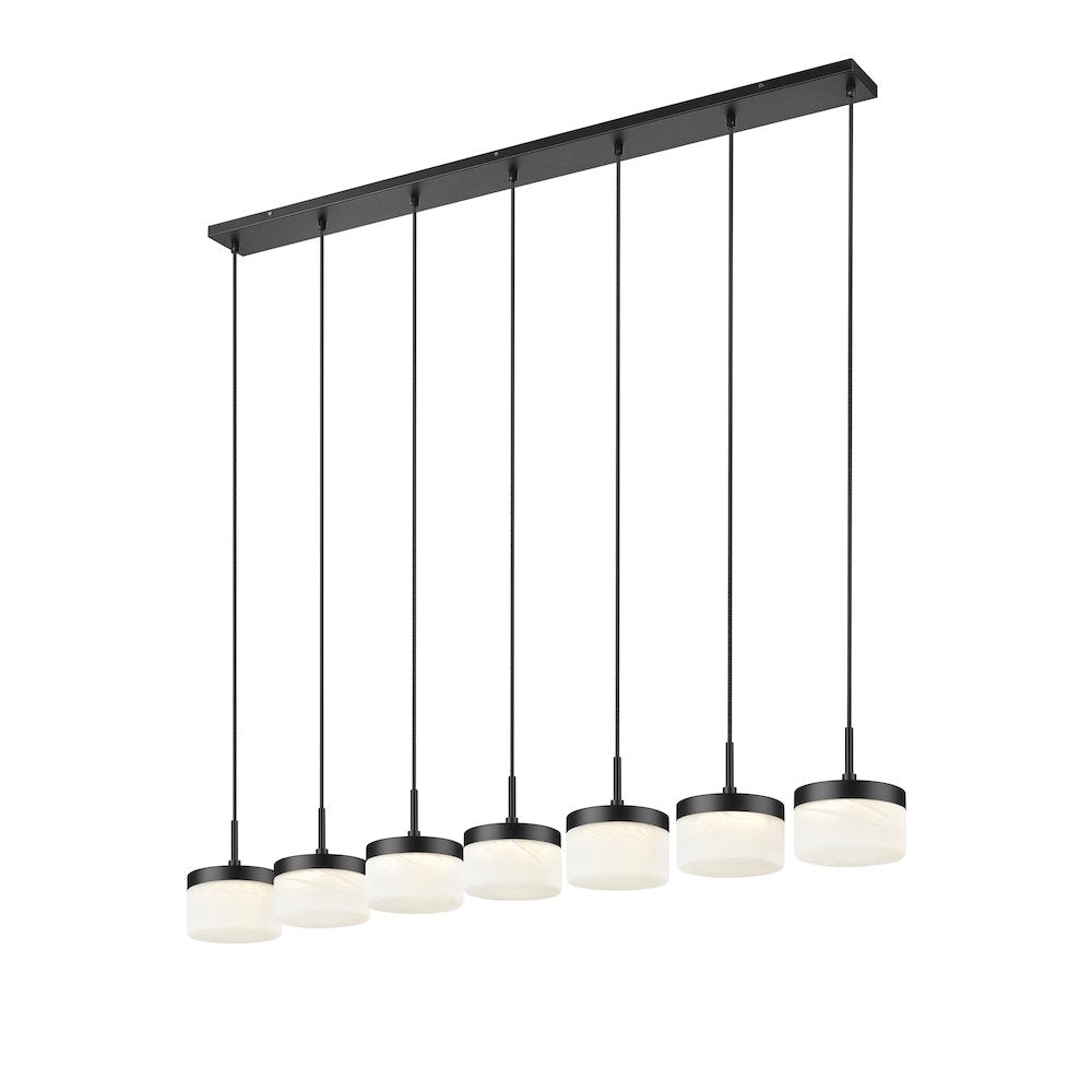 Z-Lite 7 Light Linear Chandelier, Matte Black