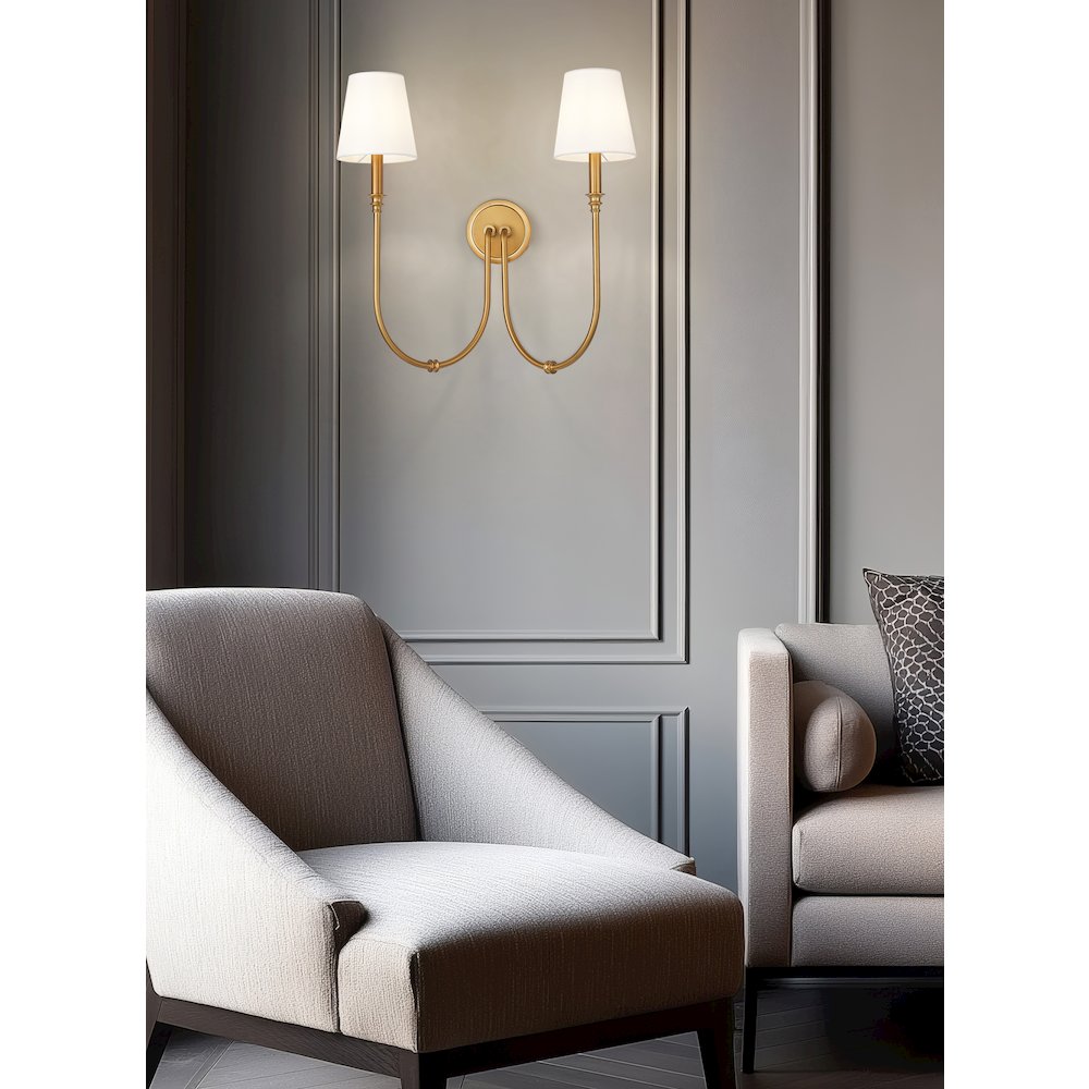 Z-Lite 2 Light Wall Sconce, Rubbed Brass
