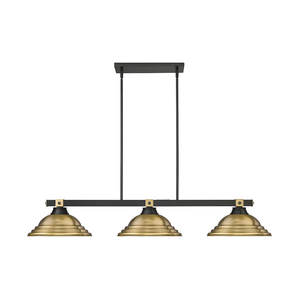 Z-Lite Bronte 3 Light Billiard, Steel Frame, Rubbed Brass Shade Color
