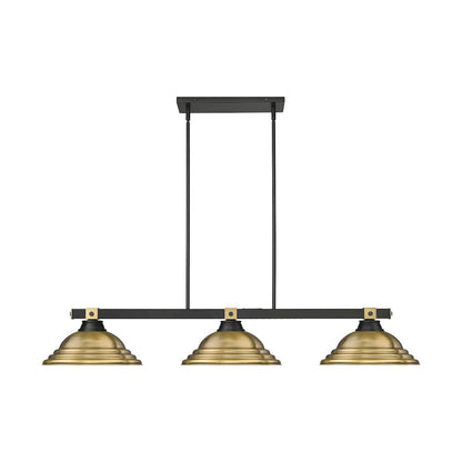 Z-Lite Bronte 3 Light Billiard, Steel Frame, Rubbed Brass Shade Color