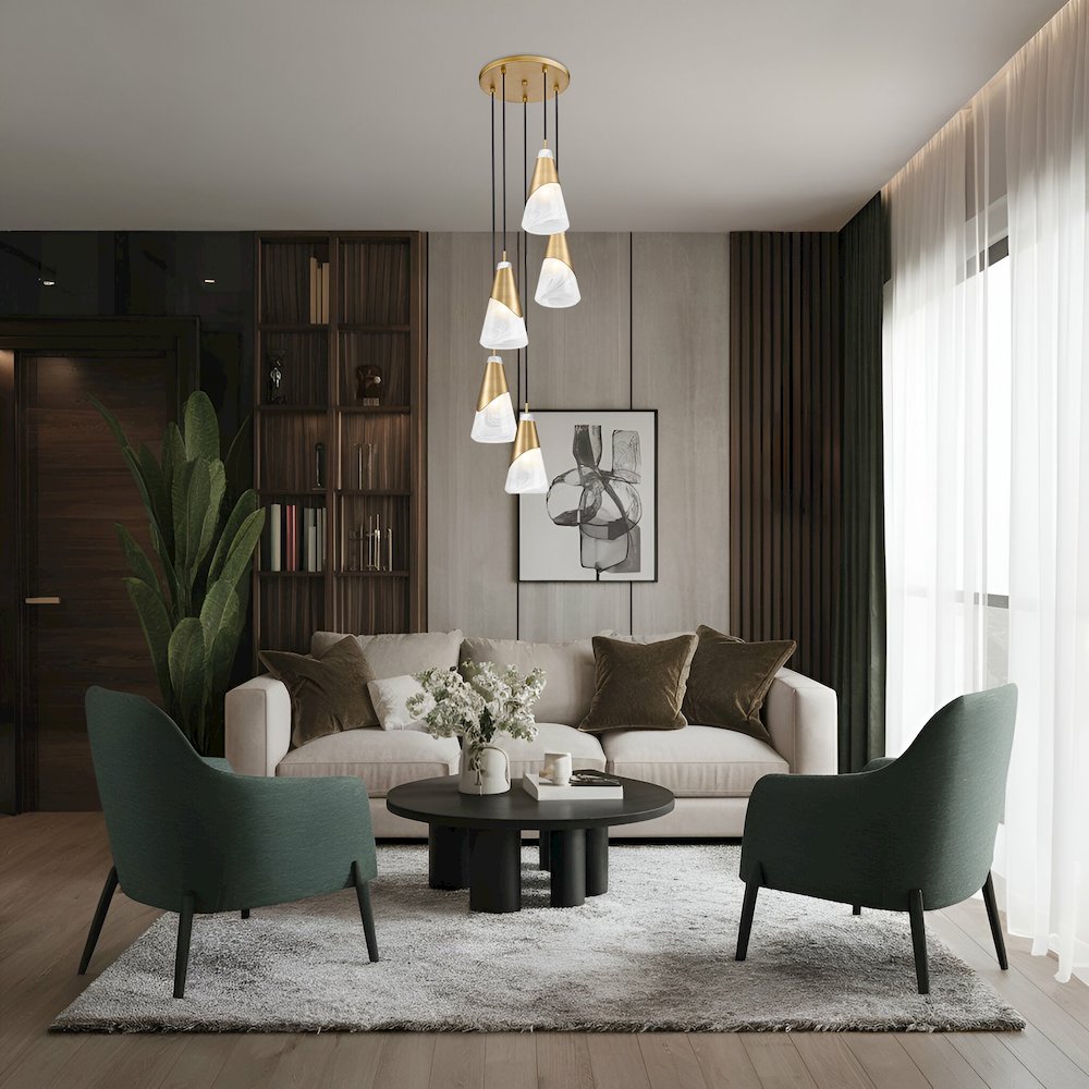 Z-Lite Aimie 5 Light Chandelier, Modern Gold