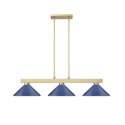 Z-Lite Cobalt 3 Light Billiard, Steel Frame, Navy Blue Shade Color