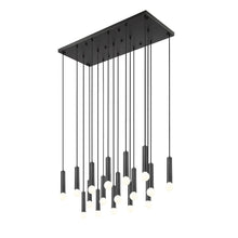 Z-Lite Stari 17 Light Linear Chandelier in Matte Black color, Steel frame