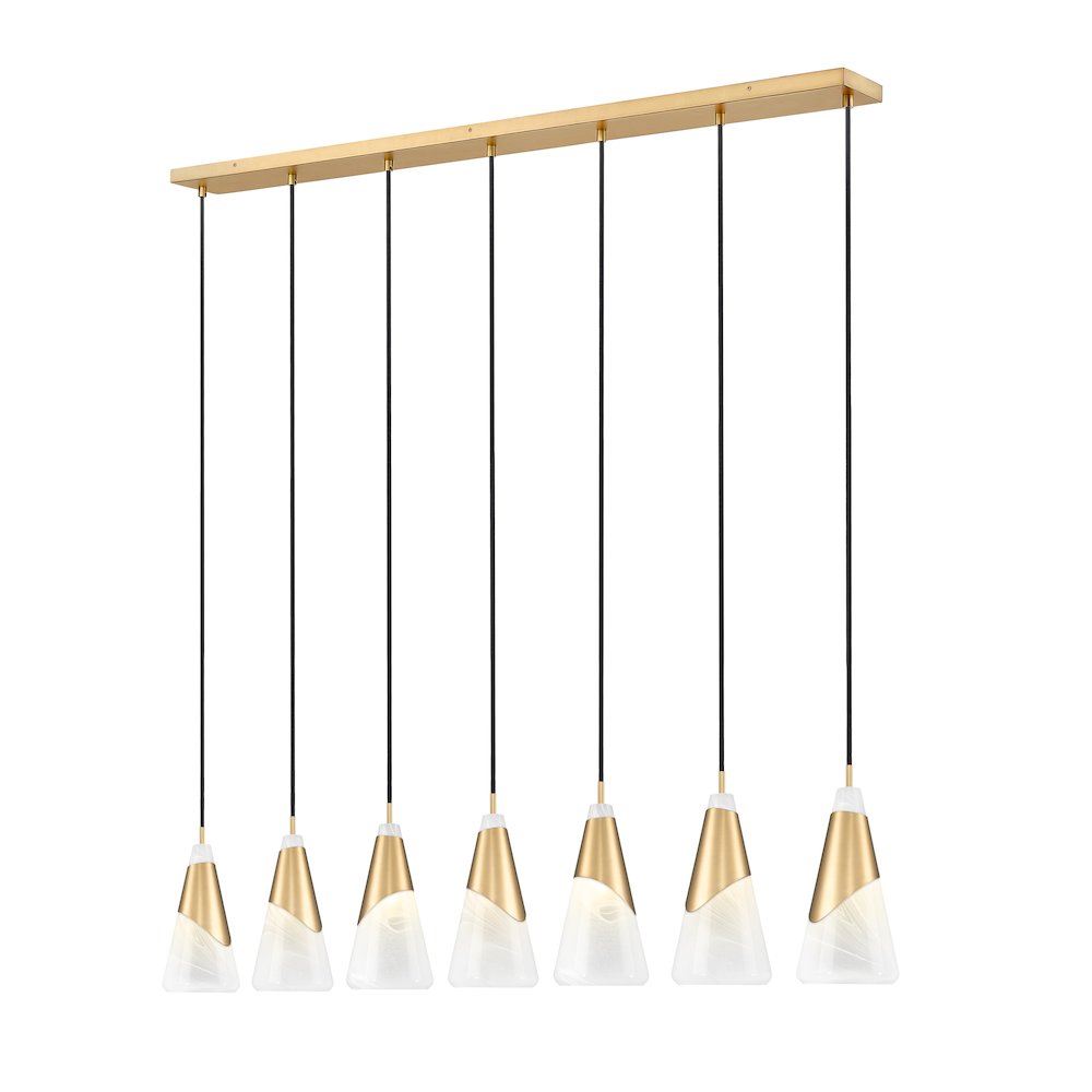 Z-Lite Aimie 7 Light Linear Chandelier, Modern Gold