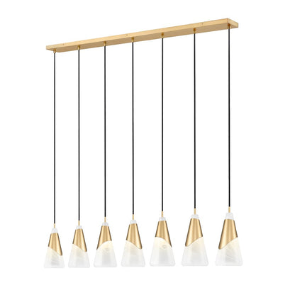 Z-Lite Aimie 7 Light Linear Chandelier, Modern Gold
