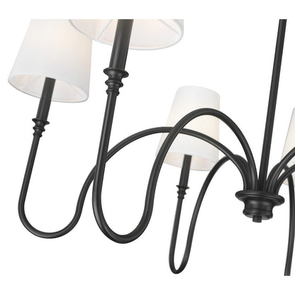 Z-Lite 6 Light Chandelier, Matte Black