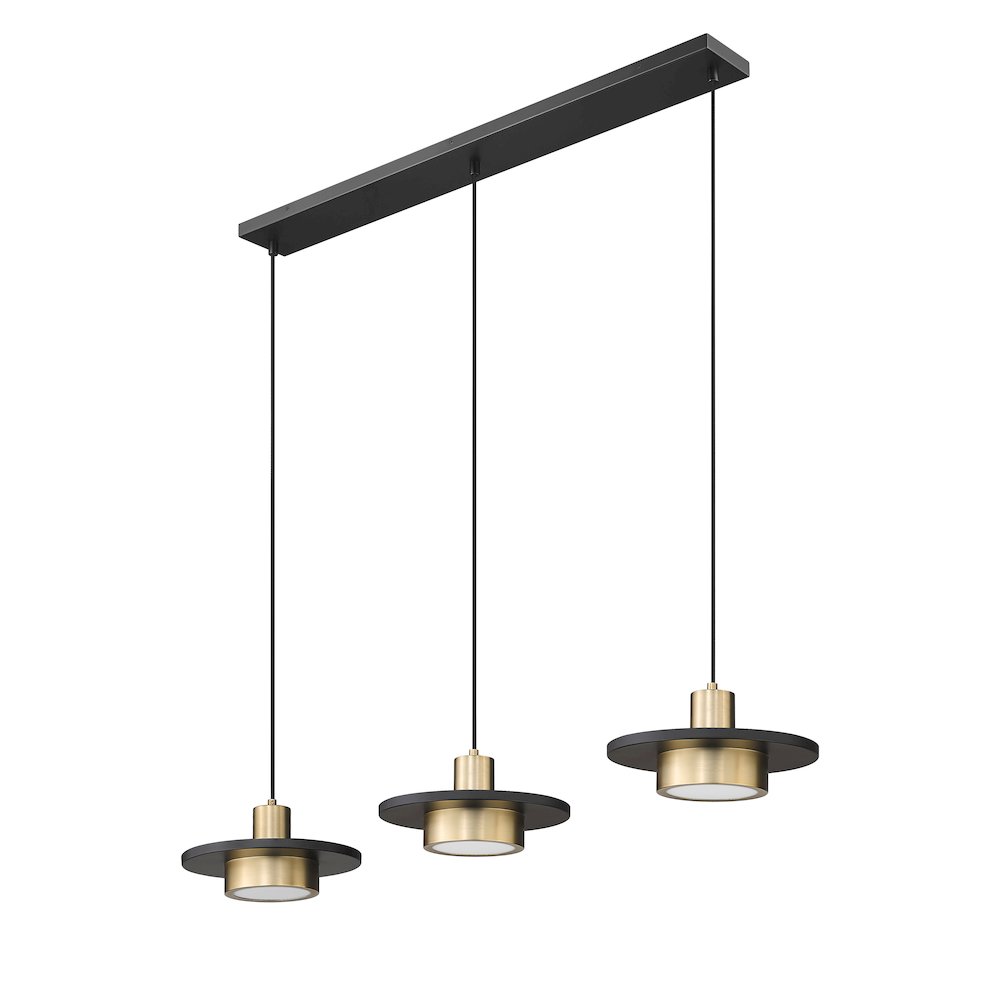 Z-Lite 3 Light Linear Chandelier, Matte Black + Modern Gold