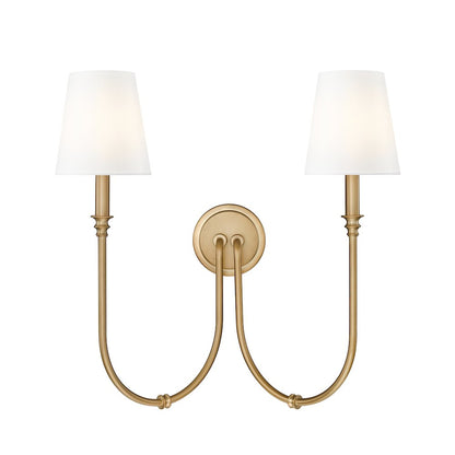 Z-Lite 2 Light Wall Sconce, Rubbed Brass