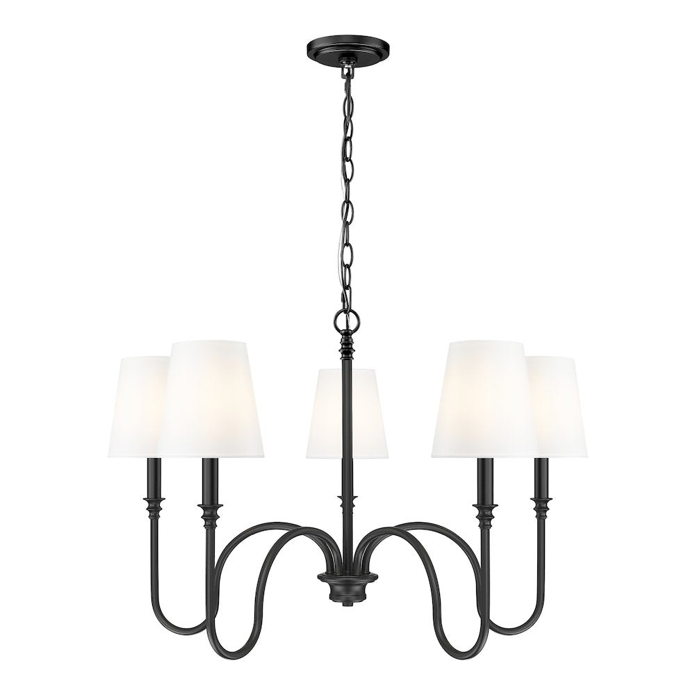 Z-Lite 5 Light Chandelier, Matte Black