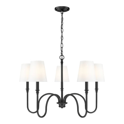 Z-Lite 5 Light Chandelier, Matte Black