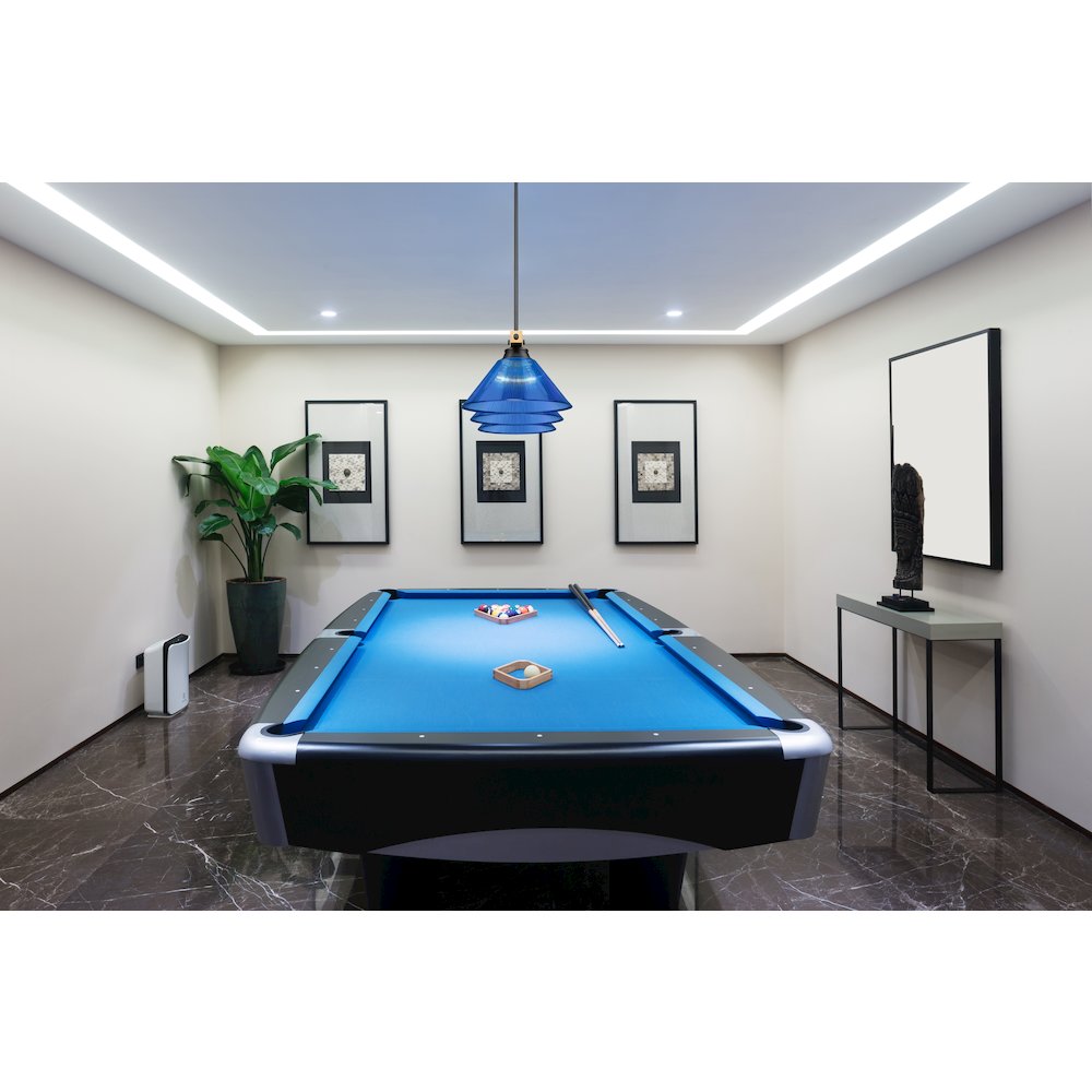 Z-Lite Bronte 3 Light Billiard, Steel Frame, Dark Blue Shade Color