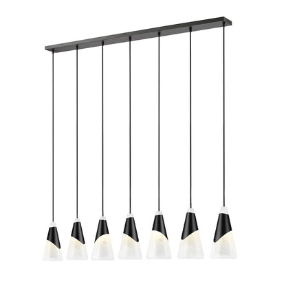 Z-Lite Aimie 7 Light Linear Chandelier, Matte Black