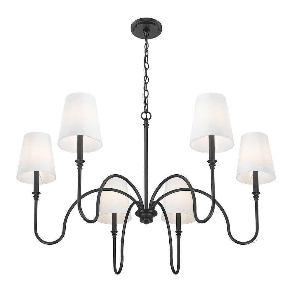 Z-Lite 6 Light Chandelier, Matte Black