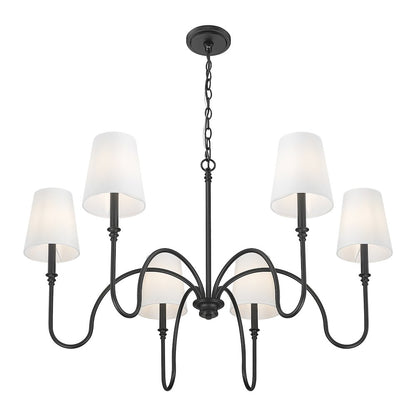 Z-Lite 6 Light Chandelier, Matte Black