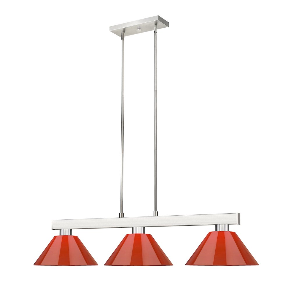 Z-Lite Cobalt 3 Light Billiard, Steel Frame, Red Shade Color