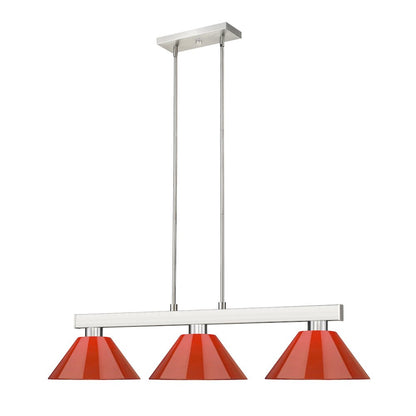 Z-Lite Cobalt 3 Light Billiard, Steel Frame, Red Shade Color